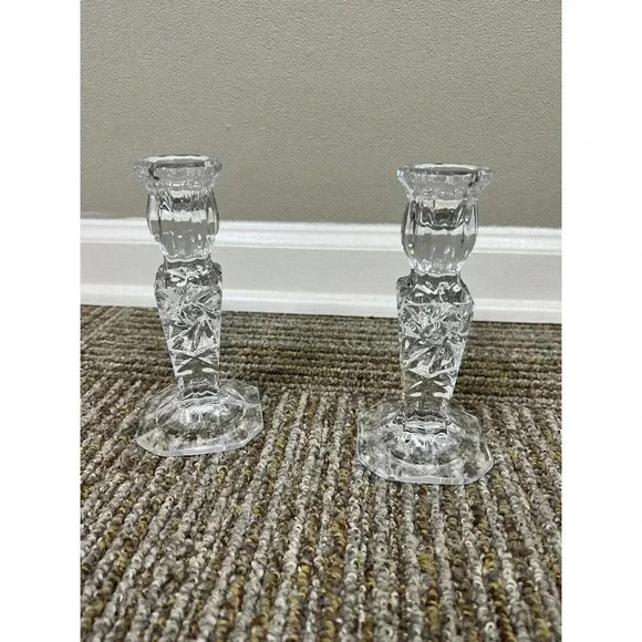 GORGEOUS Vintage Leaded Crystal Candlesticks 6" x 2.75" EXCELLENT CONDITION - Picture 3 of 12